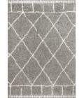 Mercer Shag Plush Tassel Moroccan Geometric Trellis Grey/Ivory 3 ft. x 5 ft. Area Rug