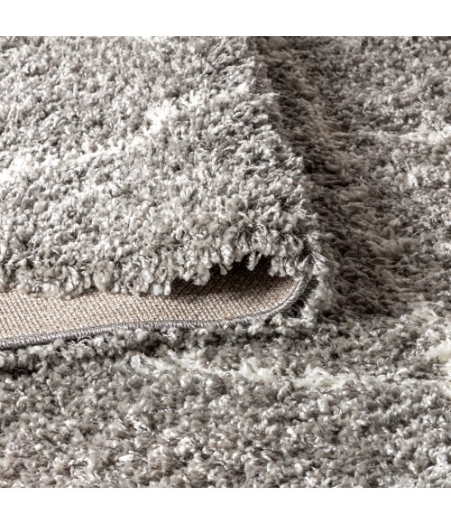 Mercer Shag Plush Tassel Moroccan Geometric Trellis Grey/Ivory 3 ft. x 5 ft. Area Rug