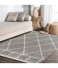 Mercer Shag Plush Tassel Moroccan Geometric Trellis Grey/Ivory 3 ft. x 5 ft. Area Rug