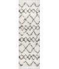 MERCER SHAG Area Rug Mercer Shag Plush Tassel Moroccan Tribal Geometric Trellis Ivory/Grey 2 ft. x 8 ft. Runner Rug