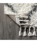 MERCER SHAG Area Rug Mercer Shag Plush Tassel Moroccan Tribal Geometric Trellis Ivory/Grey 8 ft. x 10 ft. Area Rug