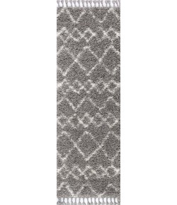 Jonathany Mercer Shag MCR102C Grey/Ivory Area Rug 2 ft. 3 in. X 8 ft. Runner