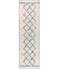 Mercer Shag Plush Tassel Moroccan Tribal Geometric Trellis Cream/Grey 2 ft. x 8 ft. Runner Rug