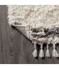MERCER SHAG Area Rug Mercer Shag Plush Tassel Moroccan Tribal Geometric Trellis Cream/Grey 8 ft. x 10 ft. Area Rug