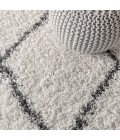 MERCER SHAG Area Rug Mercer Shag Plush Tassel Moroccan Tribal Geometric Trellis Cream/Grey 8 ft. x 10 ft. Area Rug