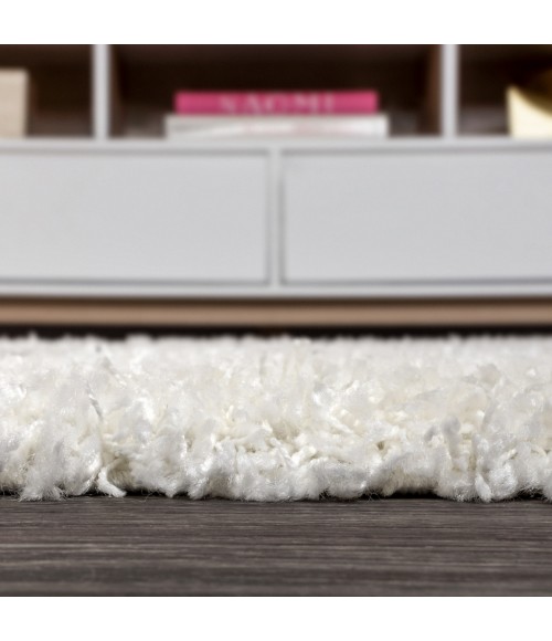 Mercer Shag Plush Tassel Moroccan Tribal Geometric Trellis Cream/Grey 2 ft. x 8 ft. Runner Rug