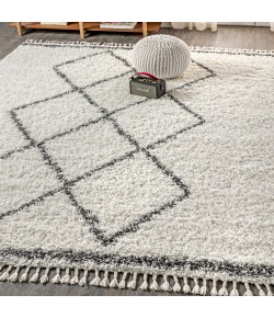 Jonathany Mercer Shag MCR103B Cream/Grey Area Rug 7 ft. 9 in. X 10 ft. Rectangle