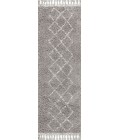 MERCER SHAG Area Rug Mercer Shag Plush Tassel Moroccan Tribal Geometric Trellis Grey/Cream 2 ft. x 8 ft. Runner Rug