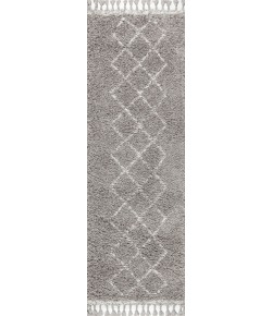 Jonathany Mercer Shag MCR103C Grey/Cream Area Rug 2 ft. 3 in. X 8 ft. Runner