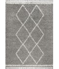 MERCER SHAG Area Rug Mercer Shag Plush Tassel Moroccan Tribal Geometric Trellis Grey/Cream 4 ft. x 6 ft. Area Rug