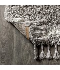 MERCER SHAG Area Rug Mercer Shag Plush Tassel Moroccan Tribal Geometric Trellis Grey/Cream 4 ft. x 6 ft. Area Rug