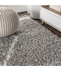MERCER SHAG Area Rug Mercer Shag Plush Tassel Moroccan Tribal Geometric Trellis Grey/Cream 4 ft. x 6 ft. Area Rug