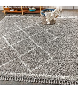 Jonathany Mercer Shag MCR103C Grey/Cream Area Rug 4 ft. X 6 ft. Rectangle