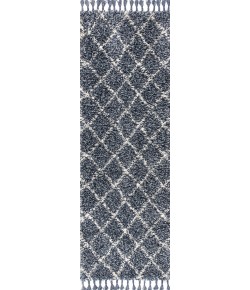 Jonathany Mercer Shag MCR104A Denim Blue/Cream Area Rug 2 ft. 3 in. X 8 ft. Runner