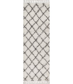 Jonathany Mercer Shag MCR104B Cream/Grey Area Rug 2 ft. 3 in. X 8 ft. Runner