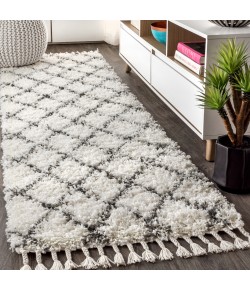 Jonathany Mercer Shag MCR104B Cream/Grey Area Rug 2 ft. 3 in. X 8 ft. Runner
