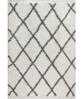 MERCER SHAG Area Rug Mercer Shag Plush Tassel Moroccan Geometric Trellis Cream/Grey 4 ft. x 6 ft. Area Rug
