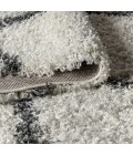 MERCER SHAG Area Rug Mercer Shag Plush Tassel Moroccan Geometric Trellis Cream/Grey 4 ft. x 6 ft. Area Rug