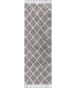 Jonathany Mercer Shag MCR104C Grey/Cream Area Rug 2 ft. 3 in. X 8 ft. Runner