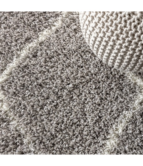 Mercer Shag Plush Tassel Moroccan Geometric Trellis Grey/Cream 4 ft. x 6 ft. Area Rug