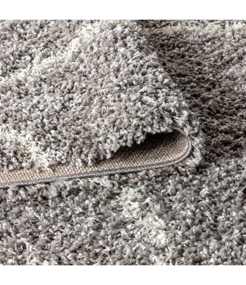 Mercer Shag Plush Tassel Moroccan Geometric Trellis Grey/Cream 4 ft. x 6 ft. Area Rug