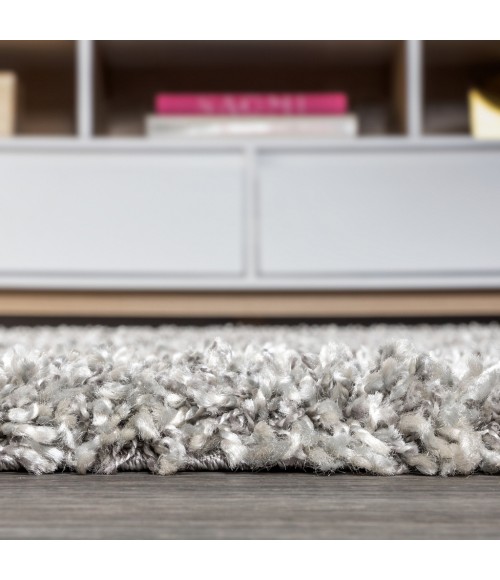 Mercer Shag Plush Tassel Moroccan Geometric Trellis Grey/Cream 2 ft. x 8 ft. Runner Rug