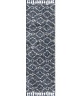 MERCER SHAG Area Rug Mercer Shag Plush Tassel Moroccan Diamond Denim Blue/Cream 2 ft. x 8 ft. Runner Rug