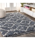MERCER SHAG Area Rug Mercer Shag Plush Tassel Moroccan Diamond Denim Blue/Cream 4 ft. x 6 ft. Area Rug