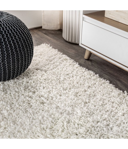 MERCER SHAG Area Rug Mercer Shag Plush White 8 ft. x 10 ft. Area Rug