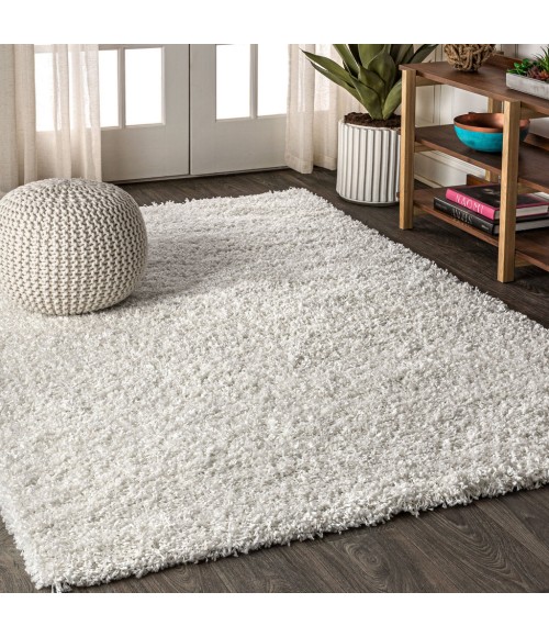 MERCER SHAG Area Rug Mercer Shag Plush White 8 ft. x 10 ft. Area Rug
