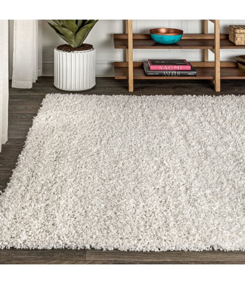 MERCER SHAG Area Rug Mercer Shag Plush White 8 ft. x 10 ft. Area Rug