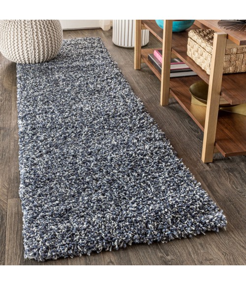 MERCER SHAG Area Rug Mercer Shag Plush Denim Blue 2 ft. x 8 ft. Runner Rug