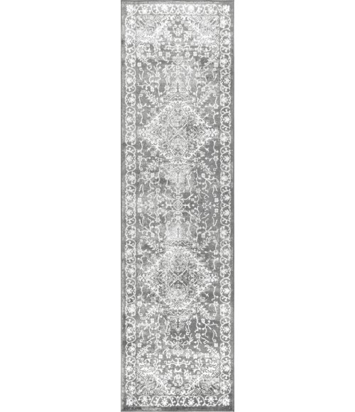 MODERN PERSIAN Area Rug Modern Vintage Medallion Light Grey 2 ft. x 8 ft. Runner Rug