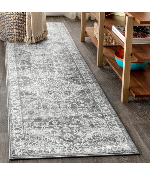 MODERN PERSIAN Area Rug Modern Vintage Medallion Light Grey 2 ft. x 8 ft. Runner Rug
