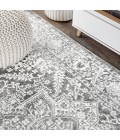 MODERN PERSIAN Area Rug Modern Vintage Medallion Grey 5' Square Area Rug