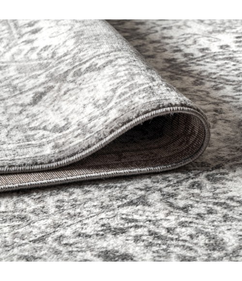 MODERN PERSIAN Area Rug Modern Vintage Medallion Grey 5' Square Area Rug