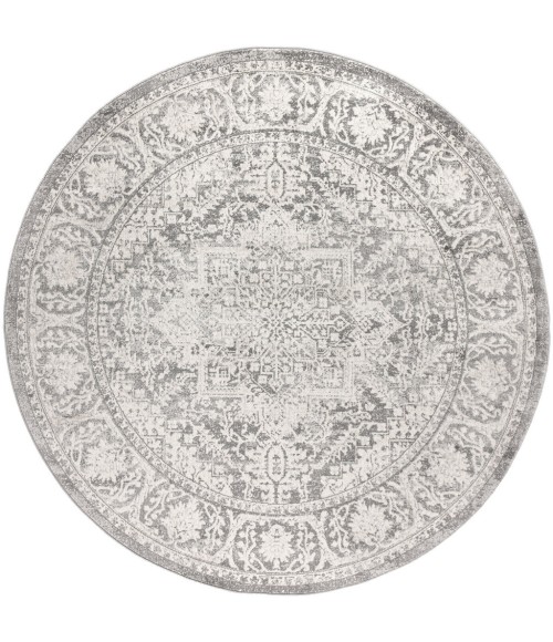 MODERN PERSIAN Area Rug Modern Vintage Medallion Grey 6' Round Area Rug