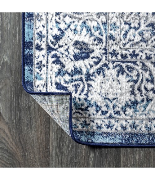 MODERN PERSIAN Area Rug Modern Vintage Medallion Navy /Light Grey 2 ft. x 8 ft. Runner Rug