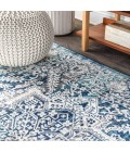 MODERN PERSIAN Area Rug Modern Vintage Medallion Navy /Light Grey 2 ft. x 8 ft. Runner Rug