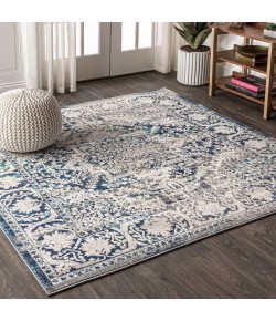 Jonathany Modern Persian MDP100B Navy /Light Grey Area Rug 6 ft. 7 in. X 6 ft. 7 in. Square