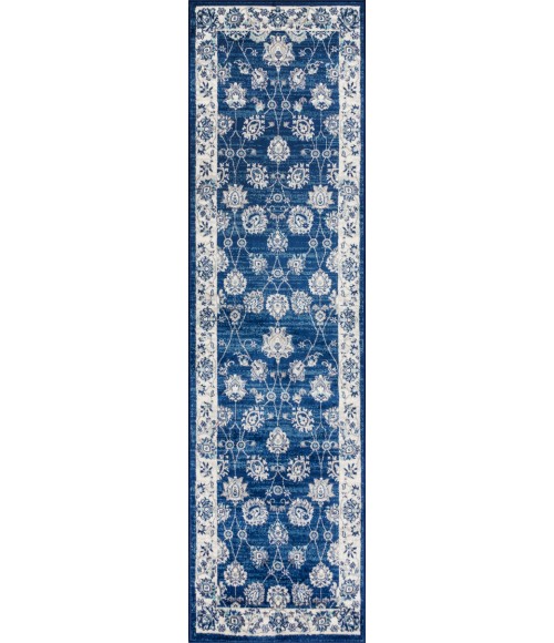 MODERN PERSIAN Area Rug Modern Vintage Moroccan Traditional Navy/Light Grey 2 ft. x 8 ft. Runner Rug