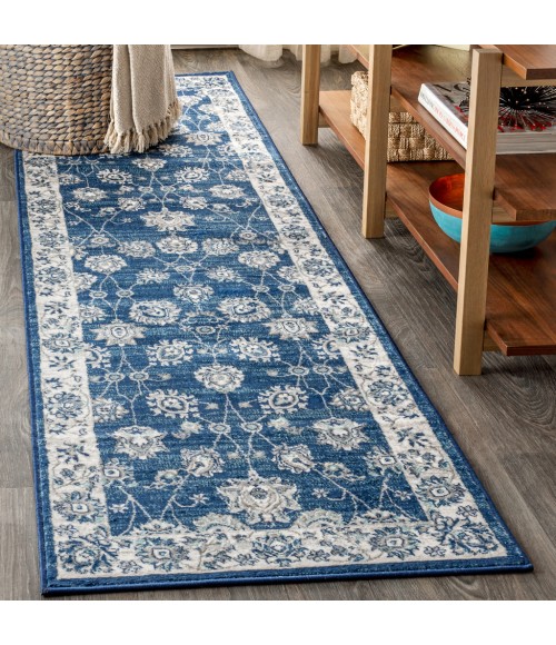 MODERN PERSIAN Area Rug Modern Vintage Moroccan Traditional Navy/Light Grey 2 ft. x 8 ft. Runner Rug