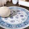 Jonathany Modern Persian MDP101C Blue/Ivory/Red Area Rug 6 ft. 7 in. X 6 ft. 7 in. Round