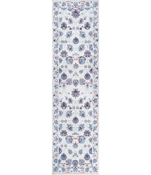 MODERN PERSIAN Area Rug Modern Vintage Moroccan Traditional Ivory/Blue/Red 2 ft. x 10 ft. Runner Rug