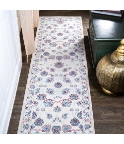 Jonathany Modern Persian MDP101D Ivory/Blue/Red Area Rug 2 ft. 3 in. X 8 ft. Runner