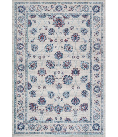 MODERN PERSIAN Area Rug Modern Vintage Moroccan Traditional Ivory/Blue/Red 4 ft. x 6 ft. Area Rug