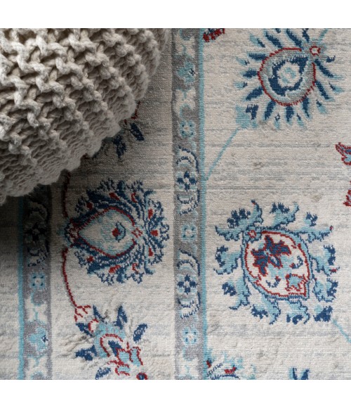 MODERN PERSIAN Area Rug Modern Vintage Moroccan Traditional Ivory/Blue/Red 4 ft. x 6 ft. Area Rug