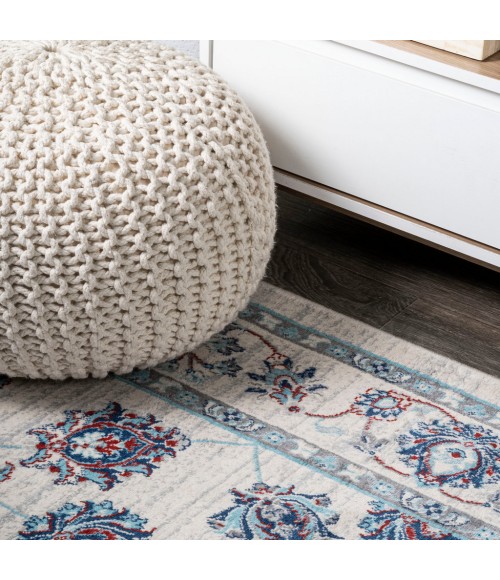 MODERN PERSIAN Area Rug Modern Vintage Moroccan Traditional Ivory/Blue/Red 4 ft. x 6 ft. Area Rug
