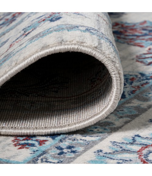 MODERN PERSIAN Area Rug Modern Vintage Moroccan Traditional Ivory/Blue/Red 4 ft. x 6 ft. Area Rug