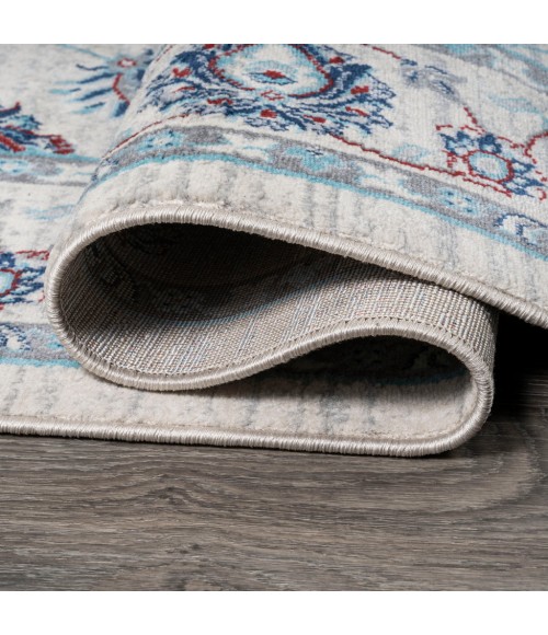 MODERN PERSIAN Area Rug Modern Vintage Moroccan Traditional Ivory/Blue/Red 5' Square Area Rug